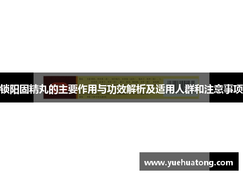 锁阳固精丸的主要作用与功效解析及适用人群和注意事项